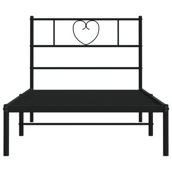 Bedframe met hoofdbord metaal zwart 75x190 cm 5