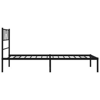 Bedframe met hoofdbord metaal zwart 75x190 cm 6