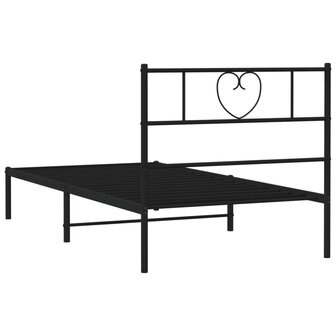 Bedframe met hoofdbord metaal zwart 75x190 cm 7