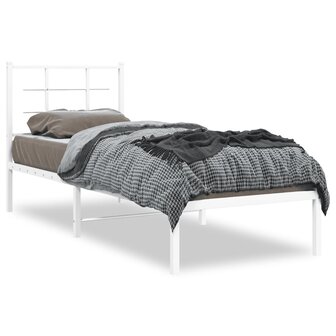 Bedframe met hoofdbord metaal wit 80x200 cm 1