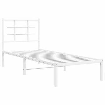 Bedframe met hoofdbord metaal wit 80x200 cm 2