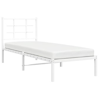 Bedframe met hoofdbord metaal wit 80x200 cm 4