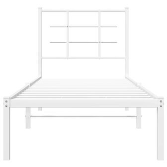 Bedframe met hoofdbord metaal wit 80x200 cm 5