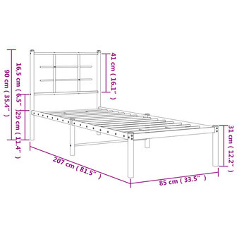 Bedframe met hoofdbord metaal wit 80x200 cm 10