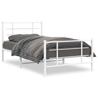 Bedframe met hoofd- en voeteneinde metaal wit 100x190 cm 1