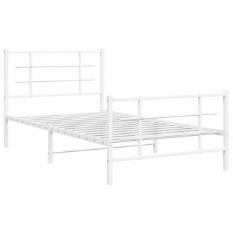 Bedframe met hoofd- en voeteneinde metaal wit 100x190 cm 2