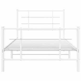 Bedframe met hoofd- en voeteneinde metaal wit 100x190 cm 5
