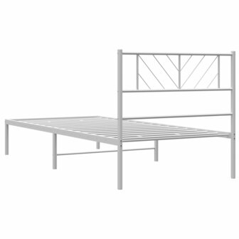Bedframe met hoofdbord metaal wit 80x200 cm 7