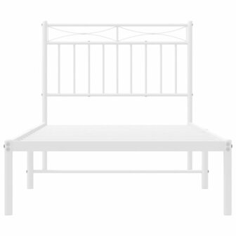 Bedframe met hoofdbord metaal wit 90x190 cm 5