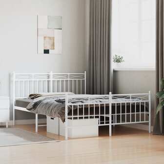 Bedframe met hoofd- en voeteneinde metaal wit 140x200 cm 1