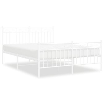 Bedframe met hoofd- en voeteneinde metaal wit 140x200 cm 2