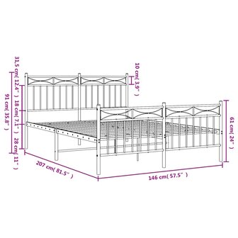 Bedframe met hoofd- en voeteneinde metaal wit 140x200 cm 9