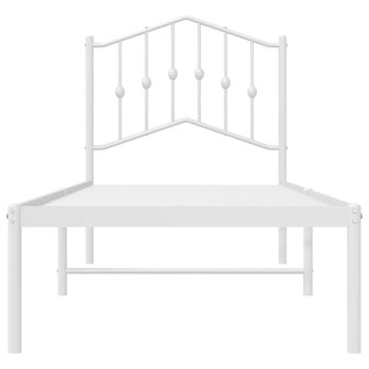 Bedframe met hoofdbord metaal wit 90x200 cm 5