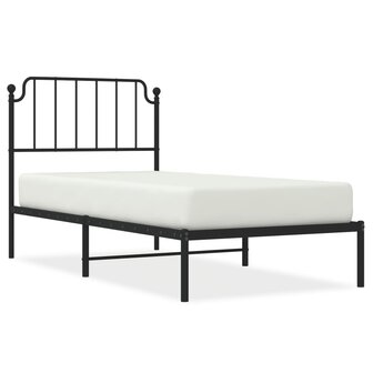Bedframe met hoofdbord metaal zwart 90x190 cm 2