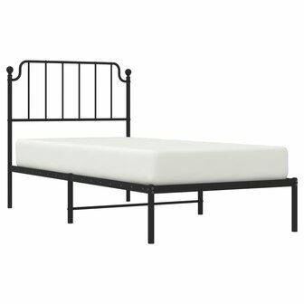 Bedframe met hoofdbord metaal zwart 90x190 cm 3