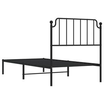 Bedframe met hoofdbord metaal zwart 90x190 cm 7