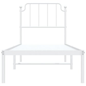 Bedframe met hoofdbord metaal wit 80x200 cm 5