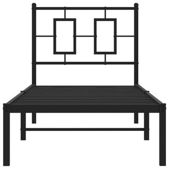 Bedframe met hoofdbord metaal zwart 75x190 cm 5