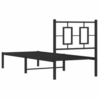 Bedframe met hoofdbord metaal zwart 75x190 cm 7