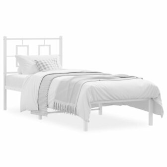 Bedframe met hoofdbord metaal wit 80x200 cm 1