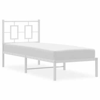 Bedframe met hoofdbord metaal wit 80x200 cm 4