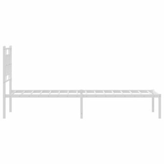 Bedframe met hoofdbord metaal wit 80x200 cm 6