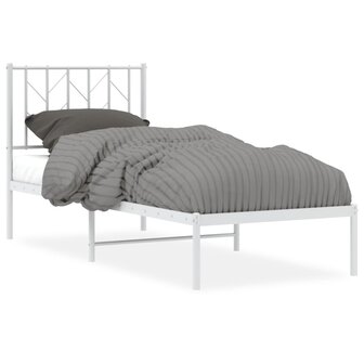 Bedframe met hoofdbord metaal wit 75 x 190 cm 2