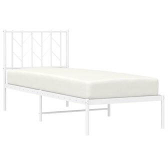 Bedframe met hoofdbord metaal wit 75 x 190 cm 3