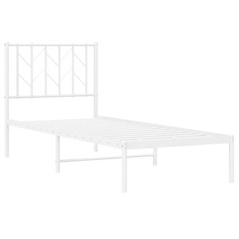 Bedframe met hoofdbord metaal wit 75 x 190 cm 4