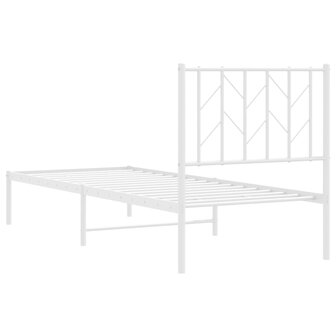 Bedframe met hoofdbord metaal wit 75 x 190 cm 7