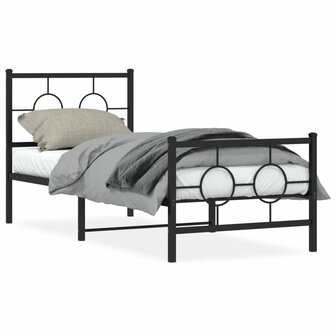 Bedframe met hoofd- en voeteneinde metaal zwart 75x190 cm 1