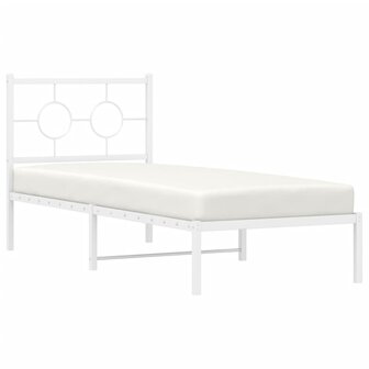 Bedframe met hoofdbord metaal wit 80x200 cm 4