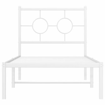 Bedframe met hoofdbord metaal wit 80x200 cm 5