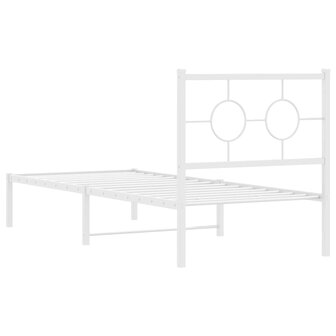 Bedframe met hoofdbord metaal wit 80x200 cm 7