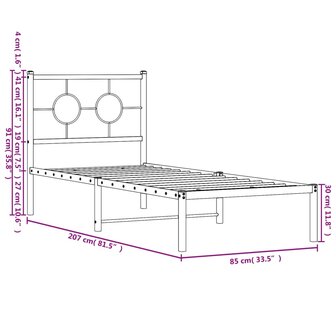 Bedframe met hoofdbord metaal wit 80x200 cm 10