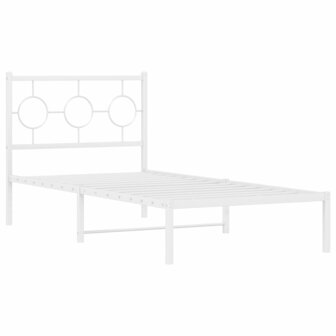 Bedframe met hoofdbord metaal wit 90x190 cm 2