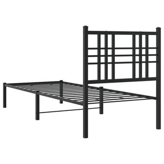 Bedframe met hoofdbord metaal zwart 75x190 cm 6