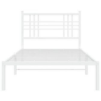 Bedframe met hoofdbord metaal wit 90x190 cm 4