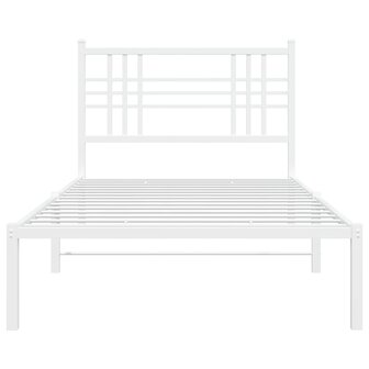 Bedframe met hoofdbord metaal wit 90x200 cm 4