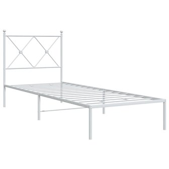 Bedframe met hoofdbord metaal wit 75 x 190 cm 2