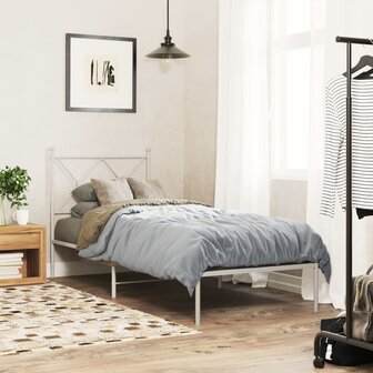 Bedframe met hoofdbord metaal wit 75 x 190 cm 3