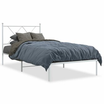 Bedframe met hoofdbord metaal wit 90x190 cm 1
