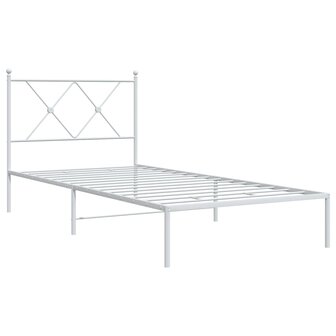 Bedframe met hoofdbord metaal wit 90x190 cm 2