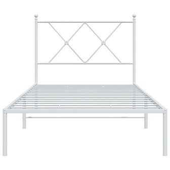 Bedframe met hoofdbord metaal wit 90x190 cm 4