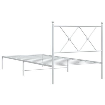Bedframe met hoofdbord metaal wit 90x190 cm 6