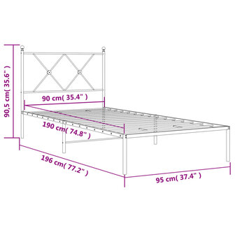 Bedframe met hoofdbord metaal wit 90x190 cm 8