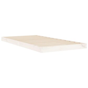 Bedframe massief grenenhout wit 90x190 cm 4
