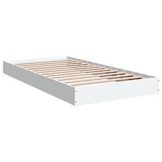 Bedframe bewerkt hout wit 100x200 cm 2