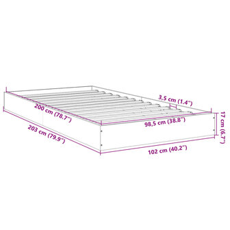 Bedframe bewerkt hout wit 100x200 cm 10