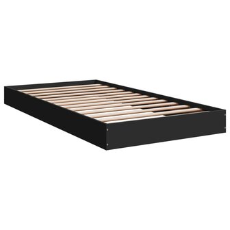 Bedframe bewerkt hout zwart 100x200 cm 2